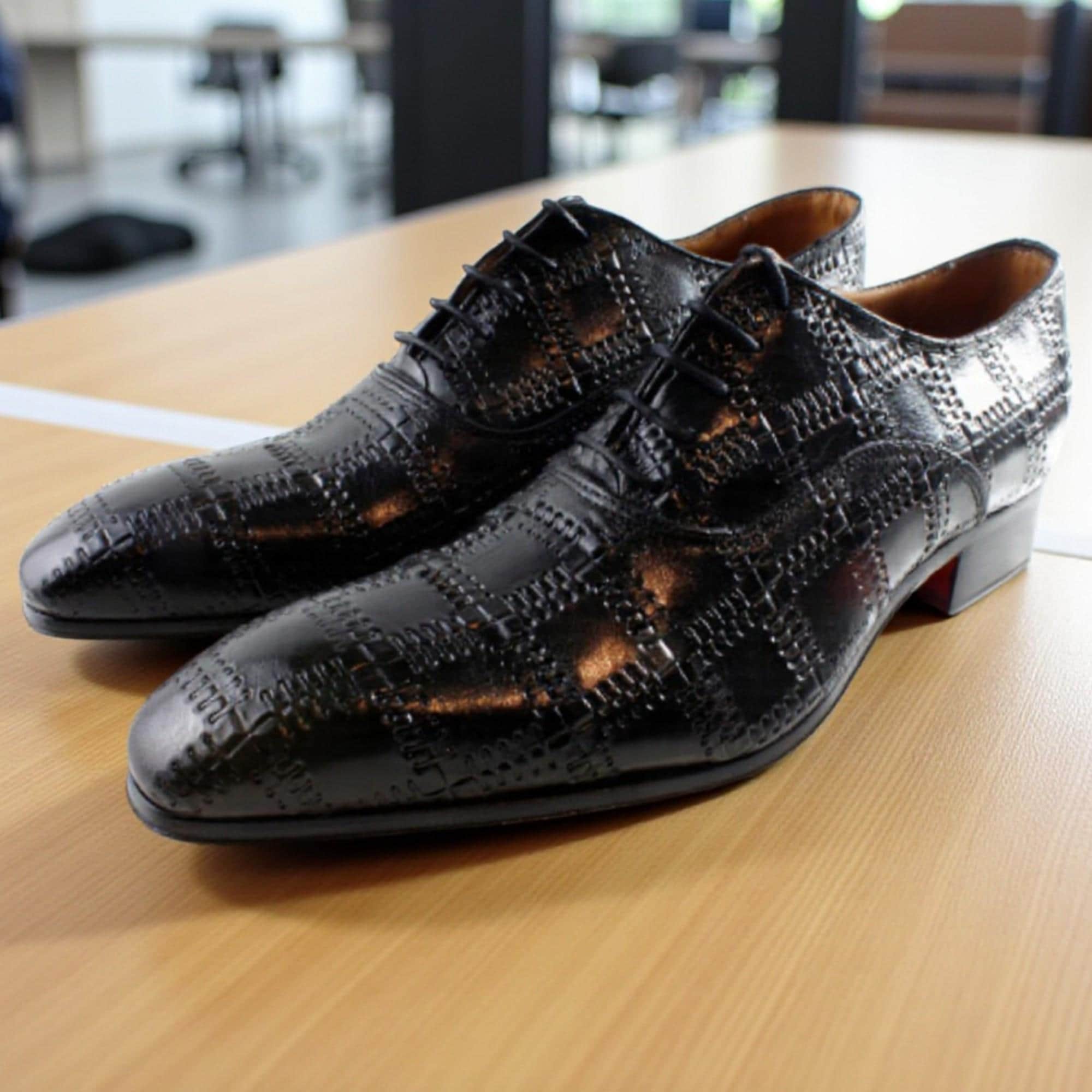 Pacha Black Oxford Leather Shoes for Men Oxford Black Mens Shoe - JP Pierre main image 4