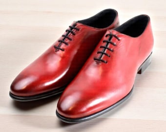 Zapatos Oxford de cuero rojo para hombre Ivan Troy Franck