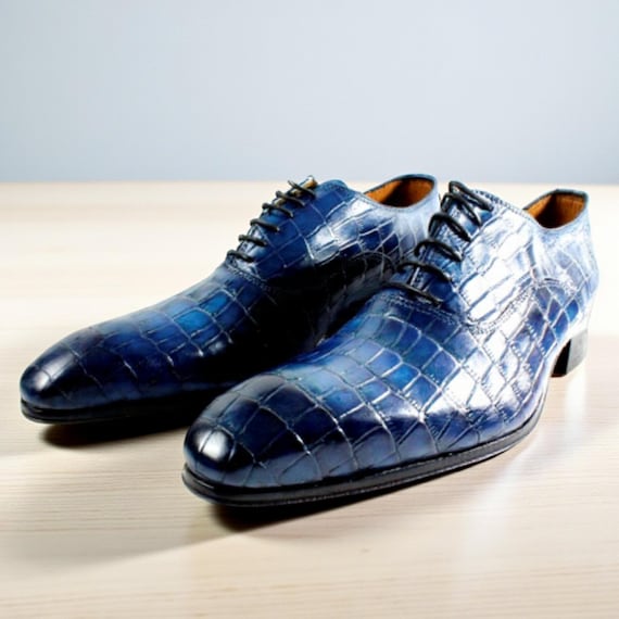 Victor Blue Crocodile Printed Calfskin Oxford Victor Red Crocodile Printed Oxford, Printed Calfskin Oxford  main image 4
