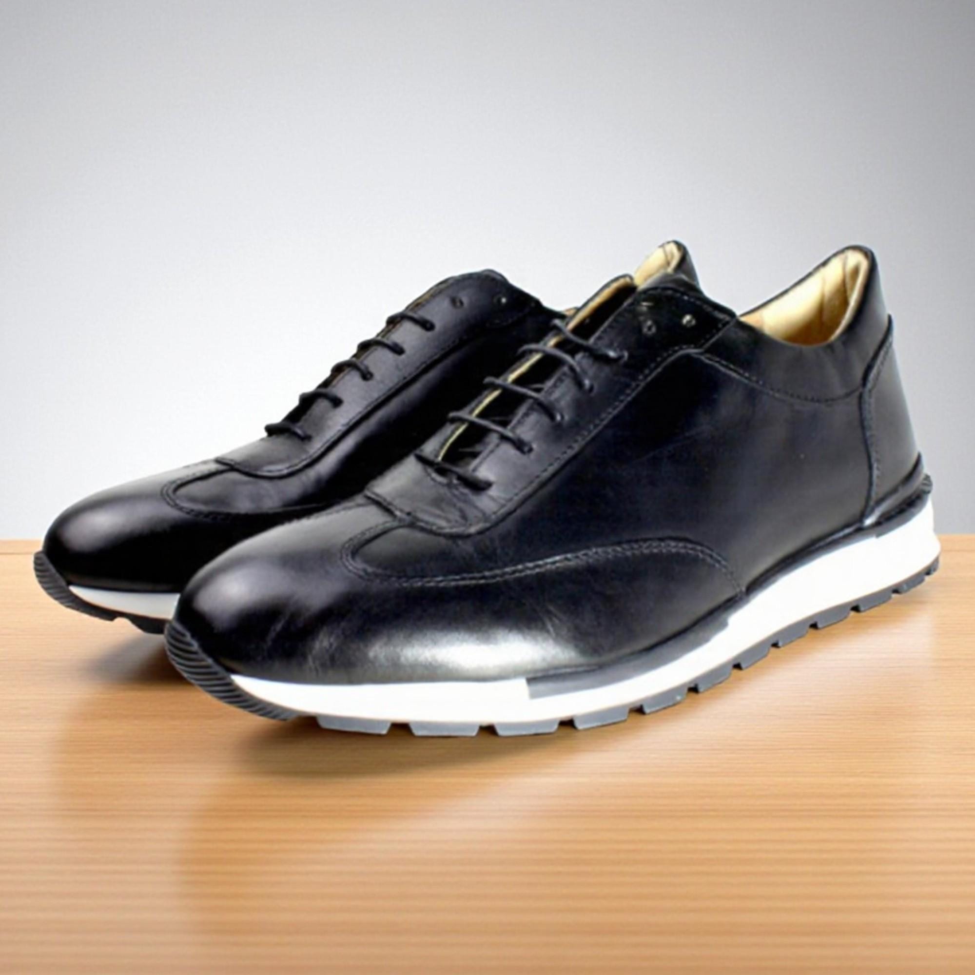 Italian Handmade Men\'s Leather Sneaker/ Maury Blue Italian Dress Sneaker Shoes / IMG_2348.webp?v=1689593989&  main image 4