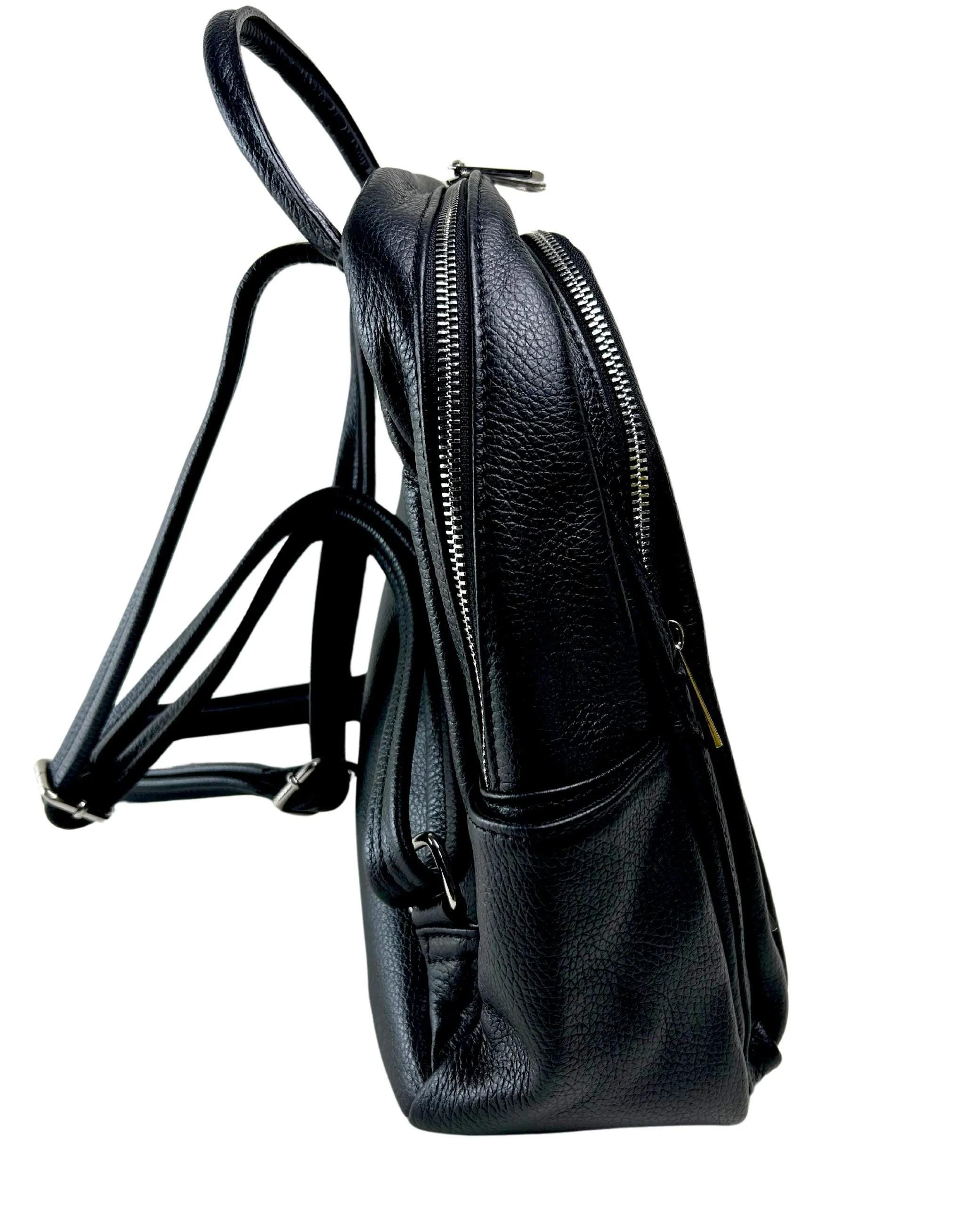 Italian Leather Backpack: Black Women