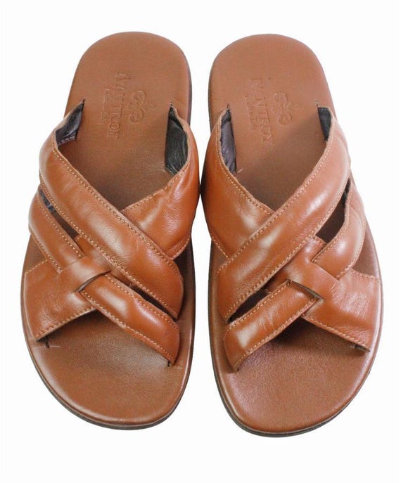 Paradise Brown Mens Italian Leather Sandals Shoes - Etsy display picture 3