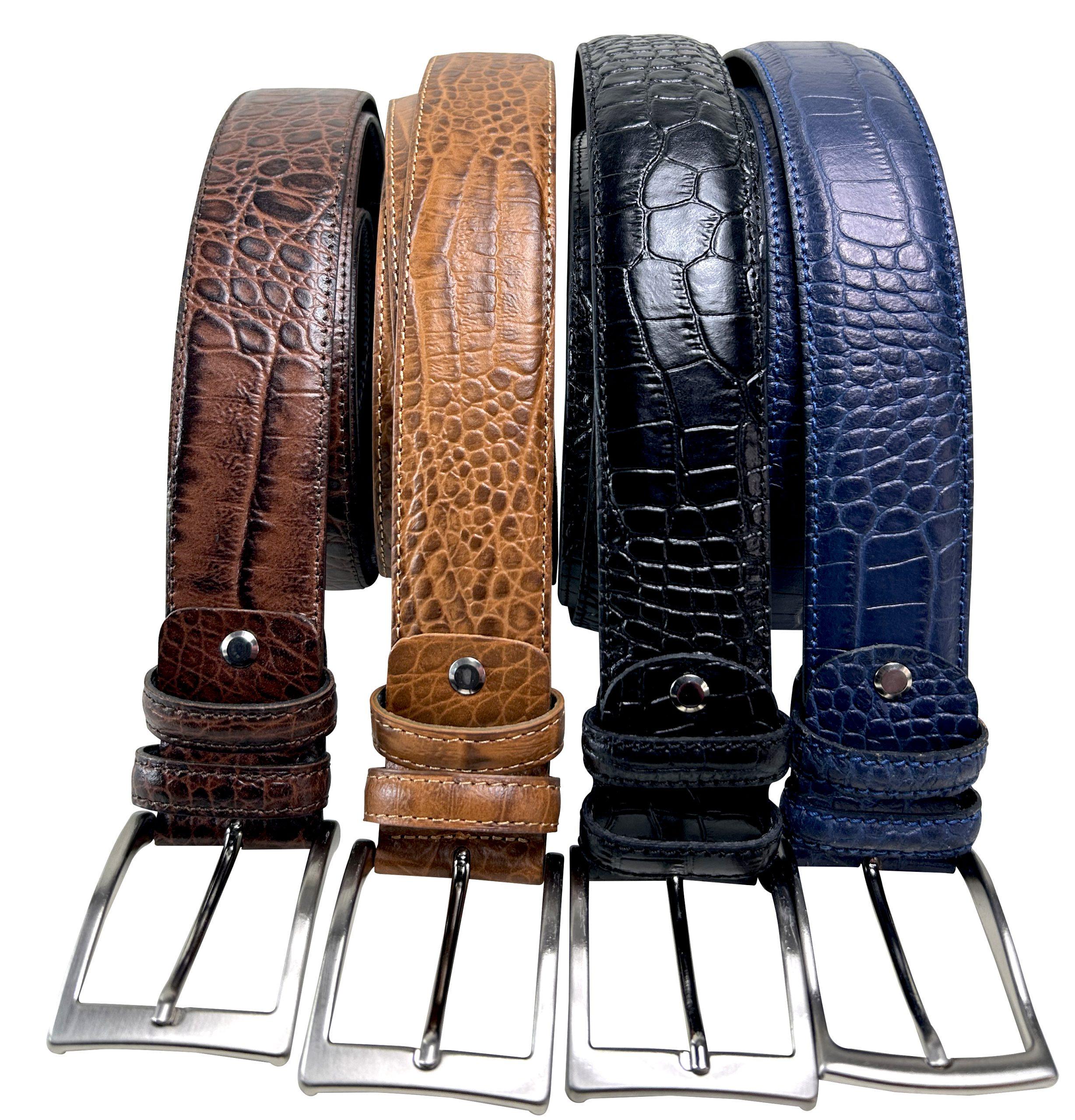 Italian Leather Alligator Print Belt - Mens Brown Dress Belt  display picture 2