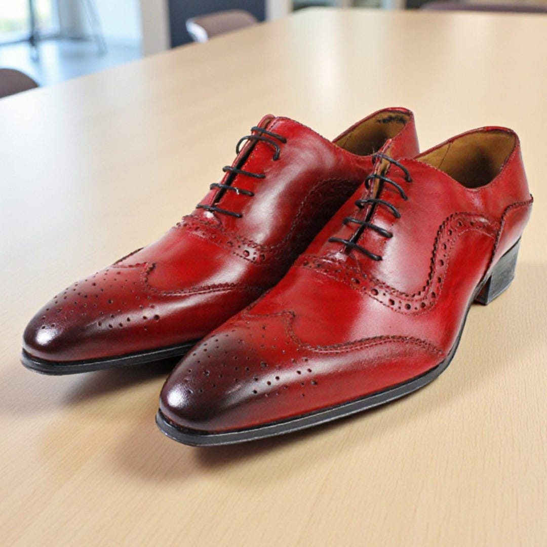 Baki Red Oxford Mens Italian Leather Shoes Baki Red Oxford Mens Italian Leather Shoes | eBay main image 2