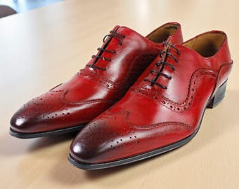 Zapatos Oxford italianos de piel roja Baki de IVAN TROY para hombre