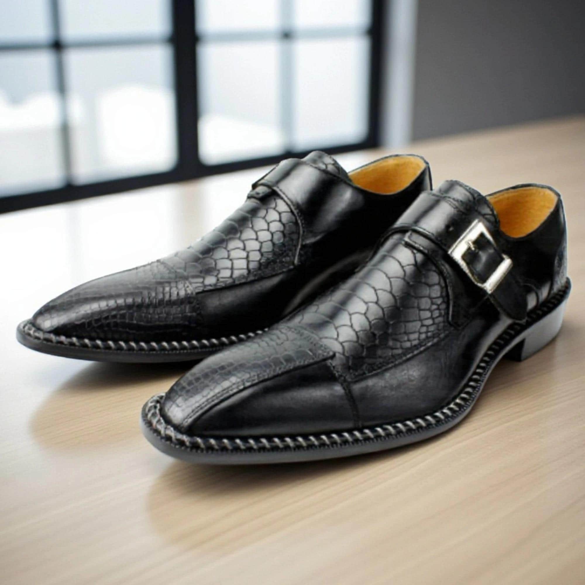 Doula Half Crocodile Printed Red Monk Straps Calfskin Doula Crocodile Printed Brown Monk Straps Calfskin - Ivan Troy main image 4