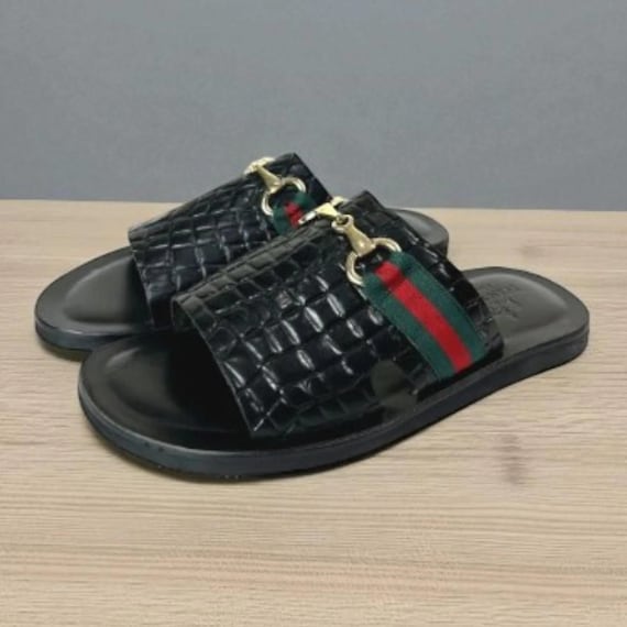 Mark Black Mens Italian Leather Sandals Shoes