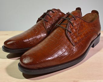 Zapatos de vestir de cuero italiano hechos a mano: Oxfords formales con cordones Carlo Brown/Hechos en Italia