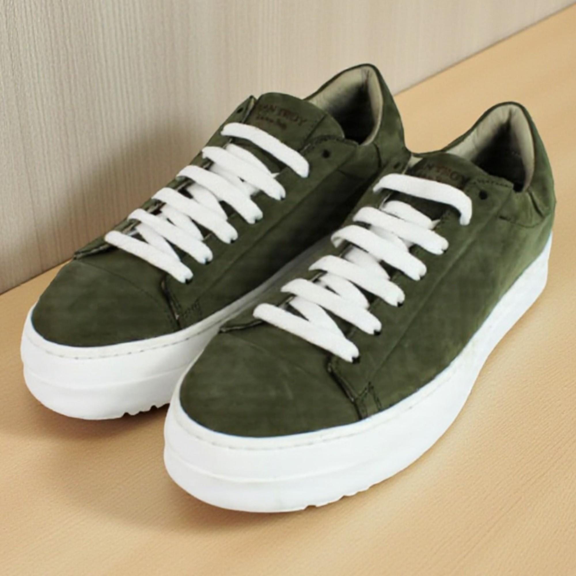 Ivan Troy Sorrento Green Leather Sneakers for Men, Stylish Casual Shoes…