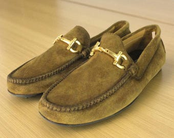 Handmade Italian Omar Brown Leather Moccasin Loafers: Men's Slip-Ons/Made in Italy