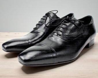 Handmade Boys Malek Black Leather Oxford Shoes: Italian Dress Shoes/Made in Italy