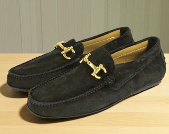Handmade Omar Black Leather Italian Loafers - Men's Moccasin Dress Shoes/Made in Italy