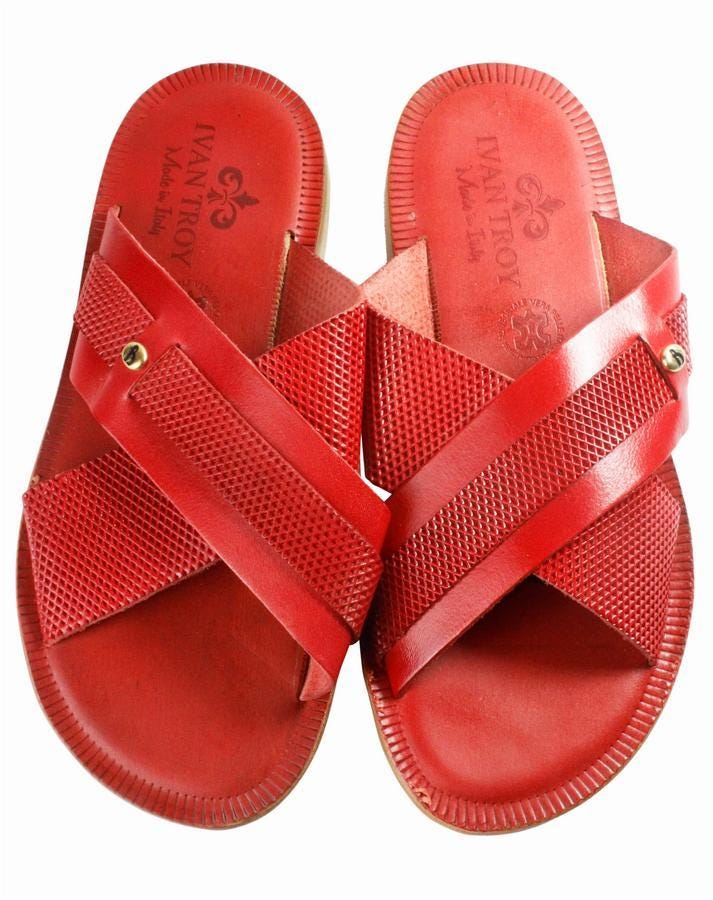 Levi Red Men’s Italian Leather Sandals Shoes for Men Levi Red Men main image 3