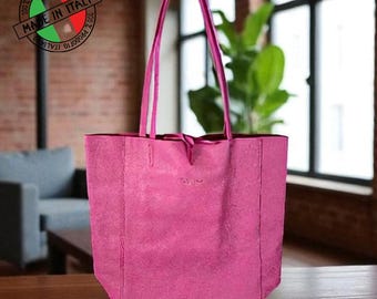 Italian Leather Shoulder Bag: Handmade Pink Designer Handbag