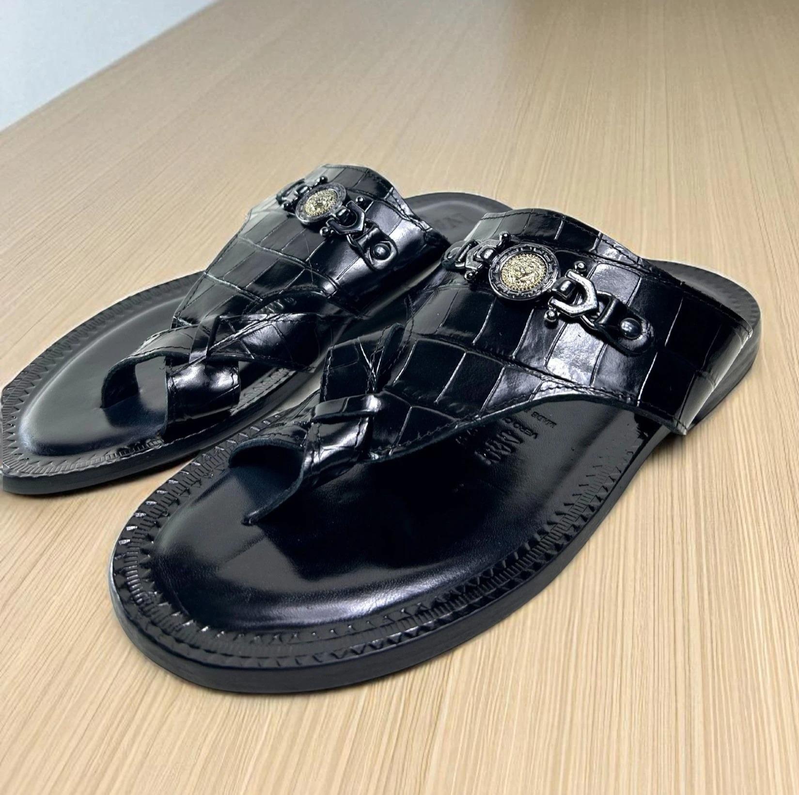 Jo Men’s Italian Leather Black Croco Sandals Shoes Cesare Paciotti Luxury Italian Men main image 4
