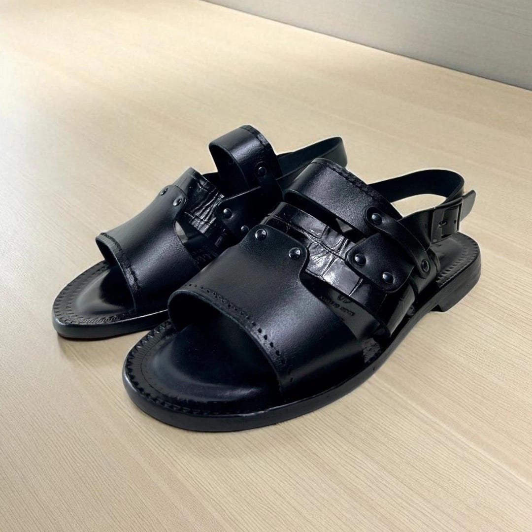 Noah Black Mens Italian Leather Sandals Shoes - Etsy