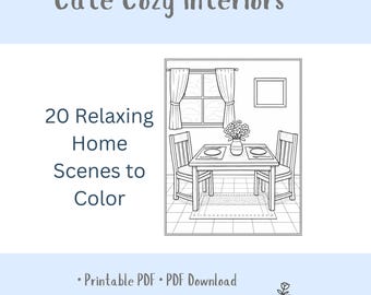Cozy Interiors Coloring Book, 20 Relaxing Room Scenes (US Letter PDF Download)