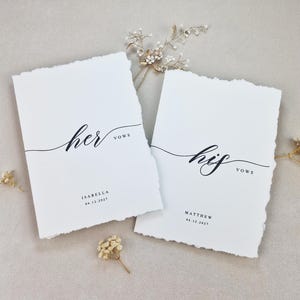 Personalisierte Gelübde Bücher | Gelübdebücher 2er Set | Hochzeitsgelübde Büchlein Set | Brautgelübde | Bräutigam Gelübde | Seine & Ihre Gelübde | Baumwollpapier