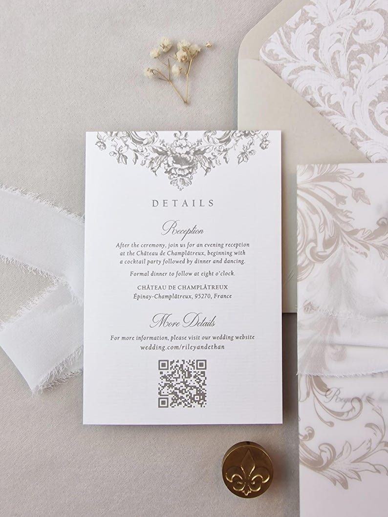 Normal Invetation Card Beige Vellum Wedding Invitation Suite | Wax Seal Wedding Invitation ...