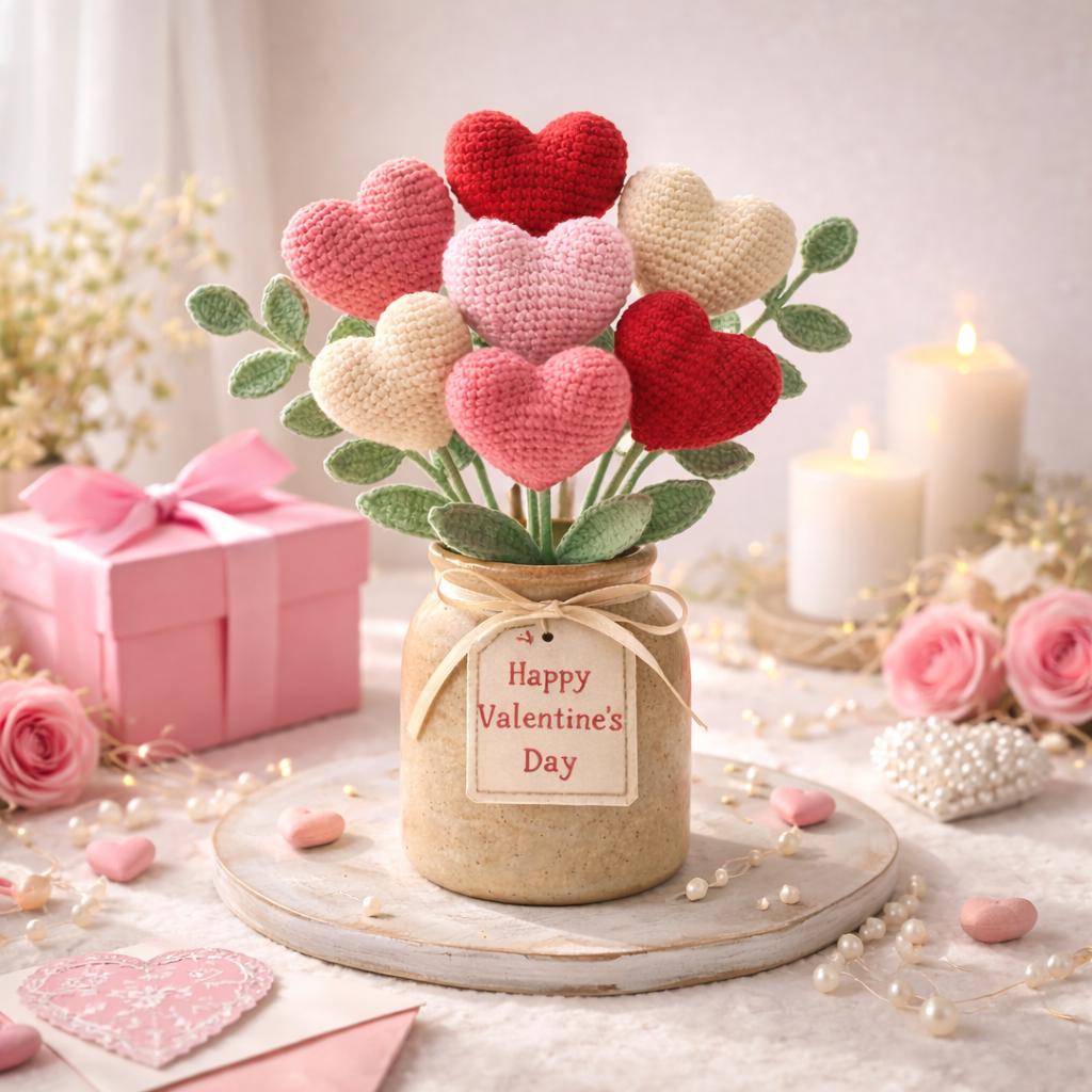 Crochet Heart Flower Bouquet Pattern | Valentine's Day Amigurumi ...
