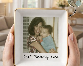 Bandeja para anillos con foto personalizada para mamá, regalo personalizado del Día de la Madre de parte de los hijos, bandeja para joyas con foto de la mejor mamá del mundo, bandeja para joyas de la abuela