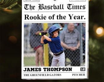 Personalized Baseball, Basketball American Times Acrylic Ornament: All Sport Custom Acrylic Photo Ornament, Rookie Of The Year