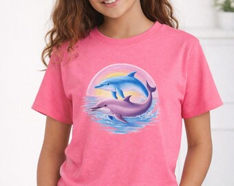 Dolphin Shirt for Kids, Cute Dolphin Graphic Tee, Ocean Animal Shirt, Beach Shirt for Girls, Dolphin Lover Gift