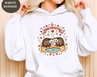 Retro Possum Couple Sweatshirt, Vintage 90s Wildflower Forest Crewneck, Cute Woodland Animal Shirt, Cozy Boho Nature Lover Gift