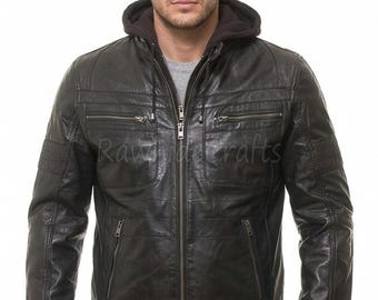 Men's Genuine Leather Hoodie Jacket | Shadowforge V1 by Daaran