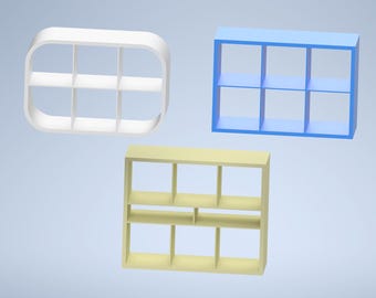 Modular 3D printed shelf in 1:6 scale – inspired by the IKEA Kallax – Dollhouse furniture / Diorama shelf / Barbie furniture