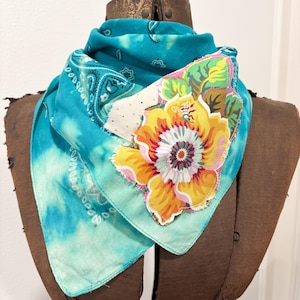 upcycled bandana turquoise and floral