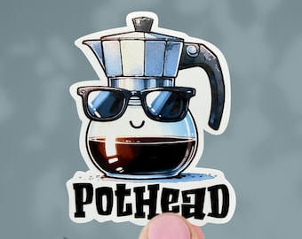 Pothead Coffee Pot Sticker : Sarcastic Pot Head Decal