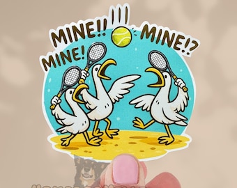 Funny Tennis Sticker - Raised Ink, Mine Bird Gift for Players or Team - Waterproof with Spot Gloss Decal for Water Bottle Planner Ball