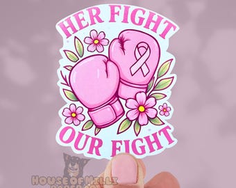 Pegatina "Su lucha es nuestra lucha" para supervivientes de cáncer de mama / Calcomanía brillante con lazo de concienciación