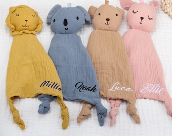 Personalized Organic Cotton Baby Comforter, Animal Lovey