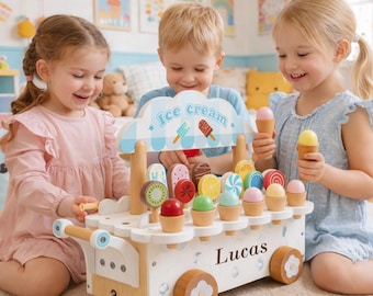 Personalized Kids Ice Cream Shop Sign, Montessori Role-Playing, Afternoon Tea & Birthday Gift, Personalized Baby Gift