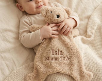 Amour de bébé personnalisé, couverture brodée personnalisée ours ou agneau, couverture de sécurité pour bébé, cadeau nouveau-né, cadeau de baby shower