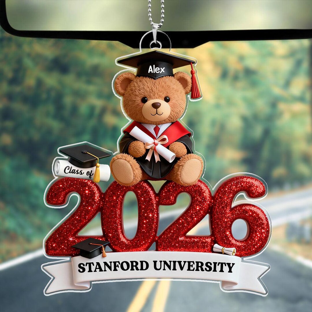 Personalized Graduation Cap Car Acrylic Hanging, Class of 2026 Car ...
