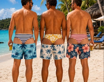 Costume da bagno divertente personalizzato, pantaloncini da spiaggia in poliestere ad asciugatura rapida, regalo perfetto per le vacanze estive.