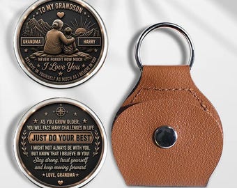 Personalized Grandson Pocket Hug Coin, Gift From Grandma, Never Forget I Love You Custom Keepsake