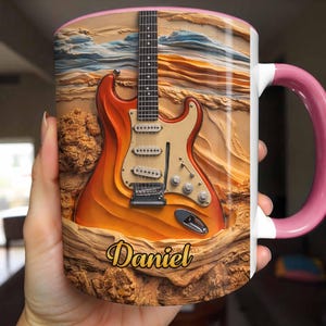Custom Rock On With A Soul That Sings 3d Accent Mug, Birthday for Family, Inspirational Coffee Cup Keepsake, Music Lover Gift Idea, Handmade