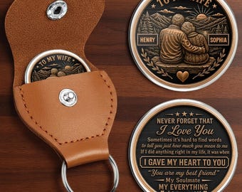 To My Wife Pocket Hug Coin, Anniversary Gift For Husband Wife, Custom Names Pocket Hug With Leather