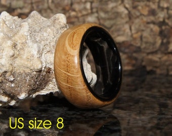 Oak wood and ceramic ring, oak and tungsten, different sizes