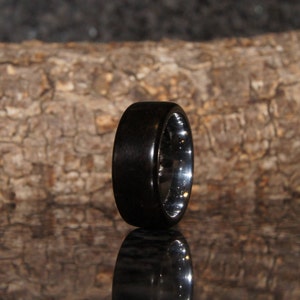 Ebony wood & tungsten ring