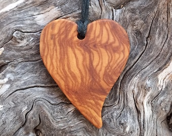 Olive Wood Heart, Wood jewelry, Heart