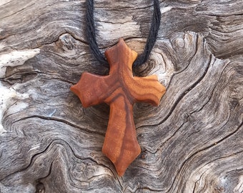 Olive wood cross, gothic cross