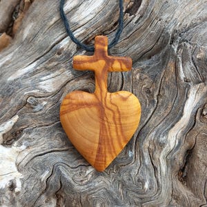 Cross & Heart - Olive wood