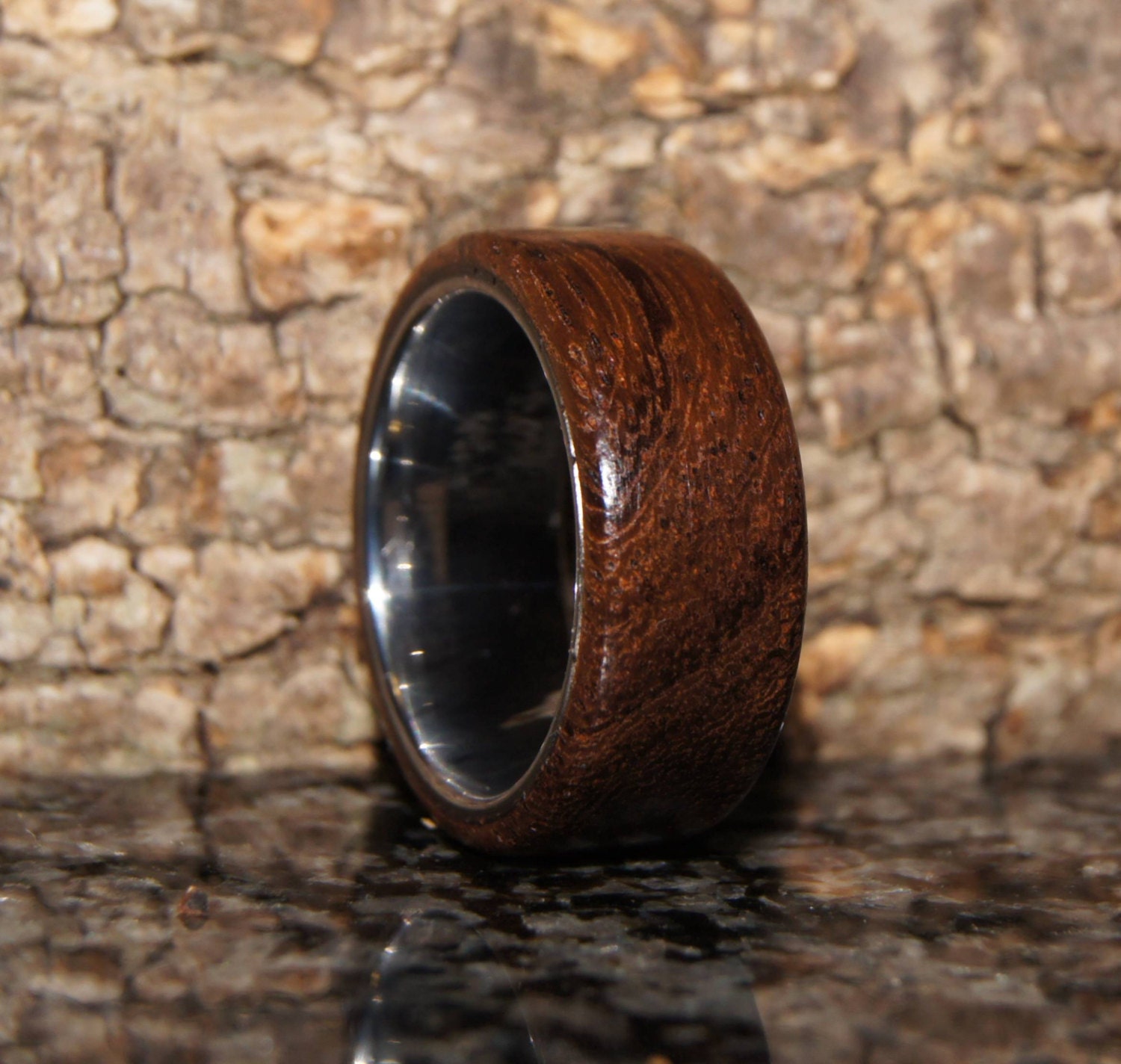 Rosewood & tungsten ring size 8 | Etsy
