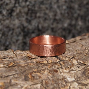 Any Size - copper ring band, unisex copper ring band, beaten texture ring