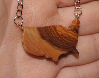 Olive Wood Pendant, wood jewelry, USA